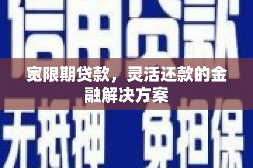 琼海宽限期贷款，灵活还款的金融解决方案