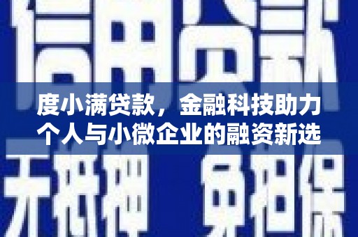 琼海度小满贷款，金融科技助力个人与小微企业的融资新选择