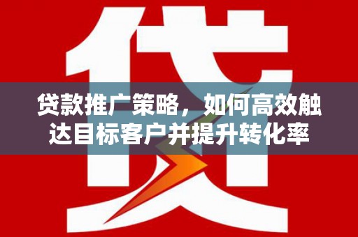 琼海贷款推广策略，如何高效触达目标客户并提升转化率