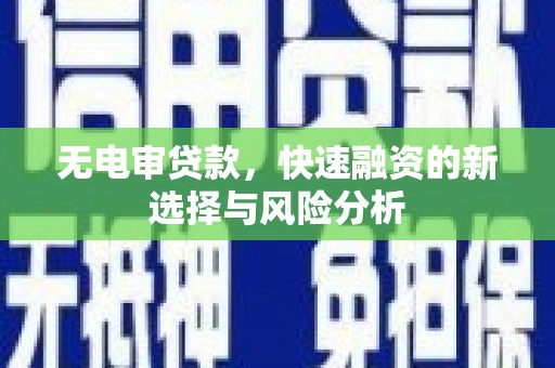 琼海无电审贷款，快速融资的新选择与风险分析